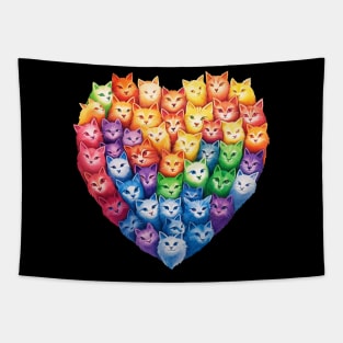 Cat Rainbow Heart lovers- heart shape charming cats. Tapestry