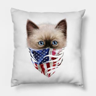 Patriot Siamese Cat In Usa America Bandana Pillow