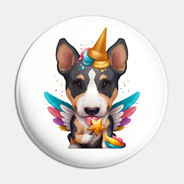 Tricolor English Bull Terrier Ice Cream Unicorn Pin by stonemask