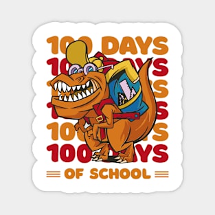 100 Days of school typography featuring a T-rex dino with bacpack #2 Magnet