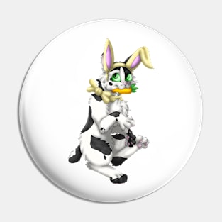 Bobtail BunnyCat: Black Bicolor (Yellow) Pin