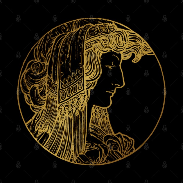 Art nouveau gold silhouette lady 7 by Allbestshirts