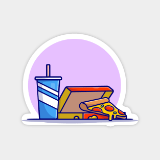 Pizza And Soda Cartoon Vector Icon Illustration Magnet