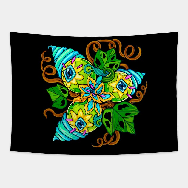 Ice Cream Flowers and Monster Eyes Cool abstract plants Tapestry by rulst