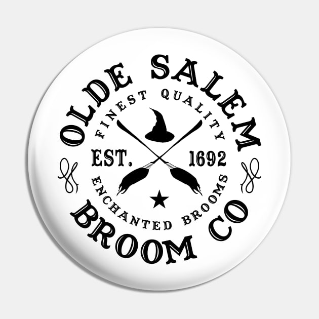 Wiccan Occult Witchcraft Salem Broom Company Pin by Tshirt Samurai