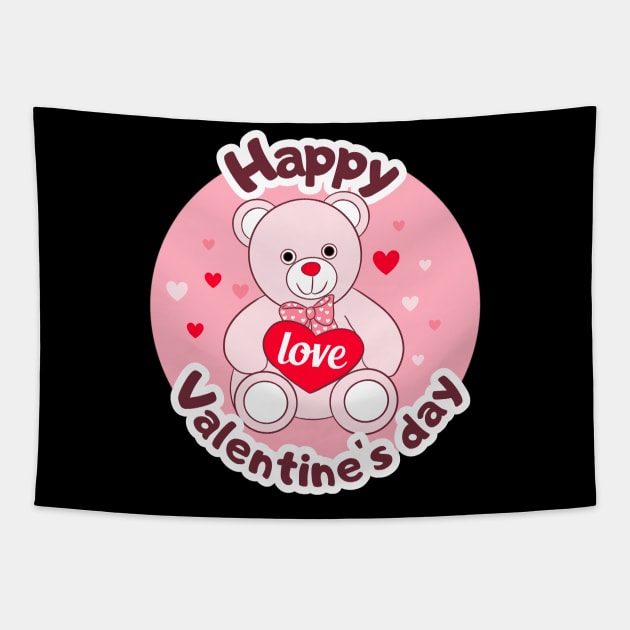 Happy valentines day cute Teddy Bear art Tapestry by Yarafantasyart