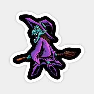 halloween witch flying broom Magnet