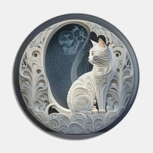 [AI Art] Moon Cat, Art Deco style Pin