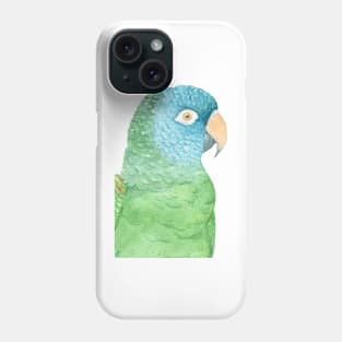 Watercolor blue crowned conure - parakeet painting Phone Case