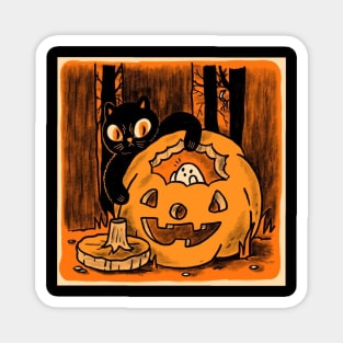 Cats ghos and pumpkins Magnet