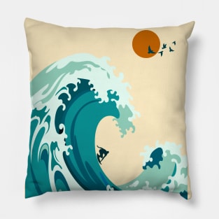 the waves at the beach side - illustration Pillow