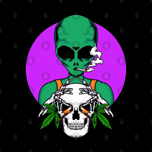 Alien Smokin' Weeds by mystiza_art