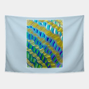 Waves of Blue, Yellow & Green Tapestry