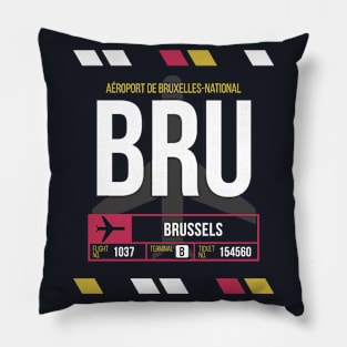 Brussels (BRU) Airport Code Baggage Tag Pillow