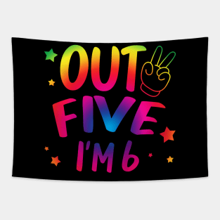 Kids Peace Out Five I'M 6 Years Old Birthday Tie Dye Kids Tapestry