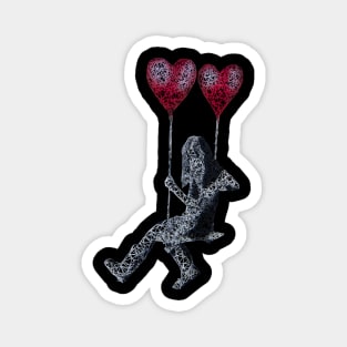 Low Poly Banksy Ballon Girl Scribble Magnet