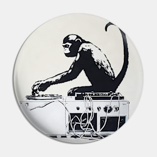 Banksy monkey playing on a vinyl record player Pin