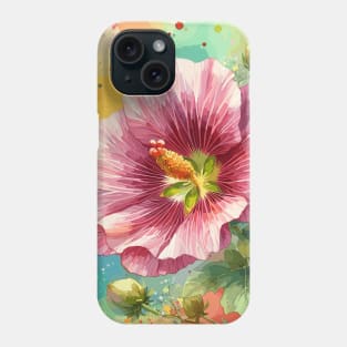 Watercolor Pink Hibiscus Flower Phone Case