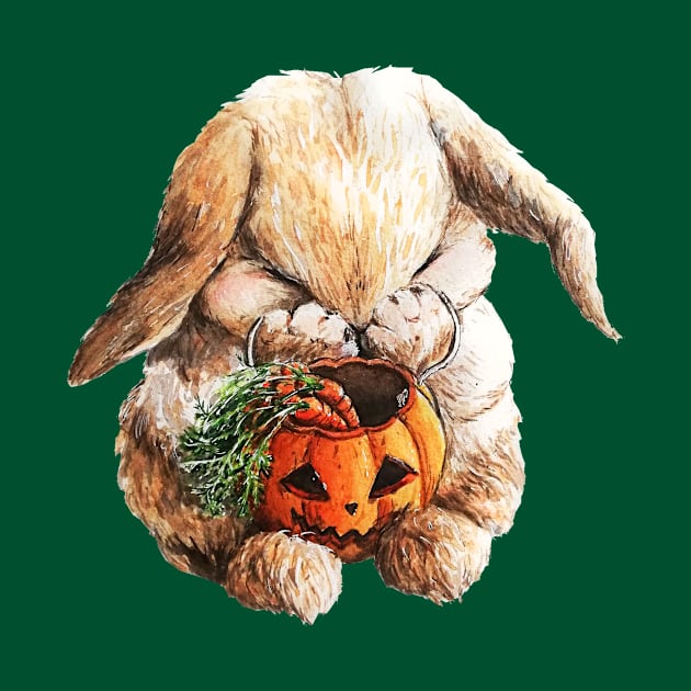 Cute Halloween Bunny with pumpkin basket by mendic