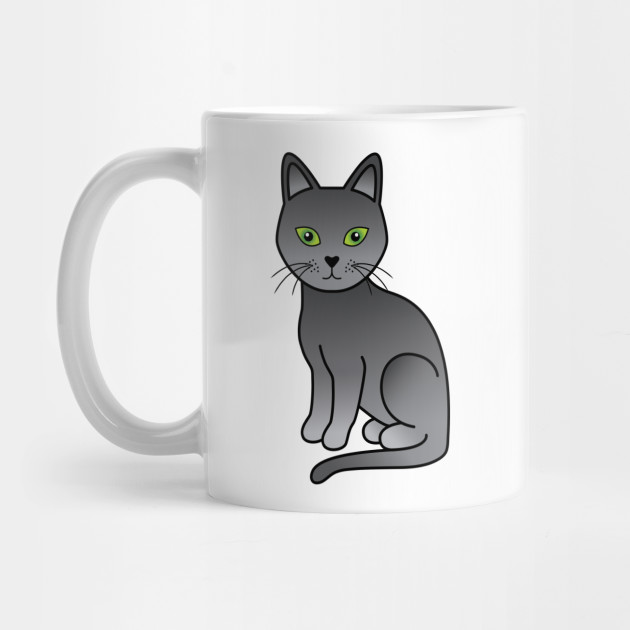 Russian Blue Cute Cartoon Cat Illustration Russian Blue Mug