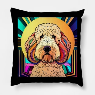 Art Deco Goldendoodle Pillow