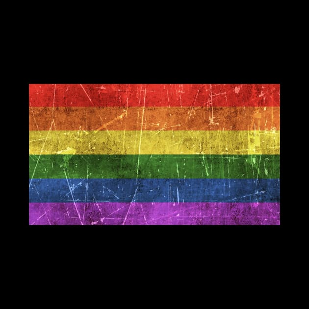 Vintage Aged and Scratched Rainbow Gay Pride Flag by jeffbartels