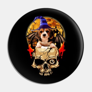 Skull With Beagle Halloween Awesome Shirt Halloween 2019 Pin