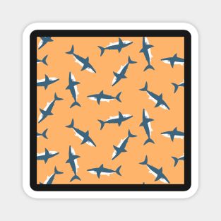 Sharks on Cantaloupe Orange Magnet