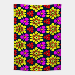 Yellow and Pink Flower Pattern Tapestry
