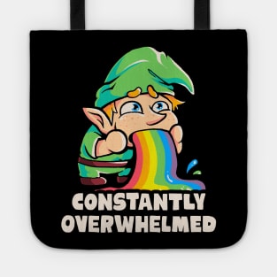 Constantly Overwhelmed - Funny Gnome Rainbow Gift Tote