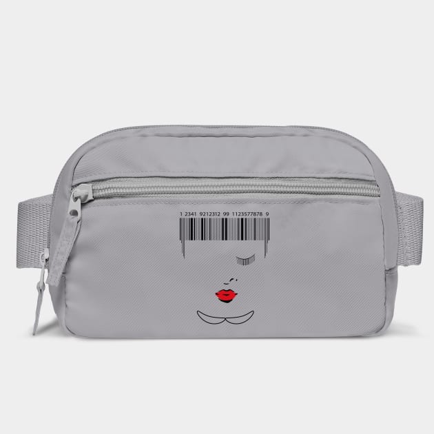 barcode face minimalist drawing by Tshirtiz