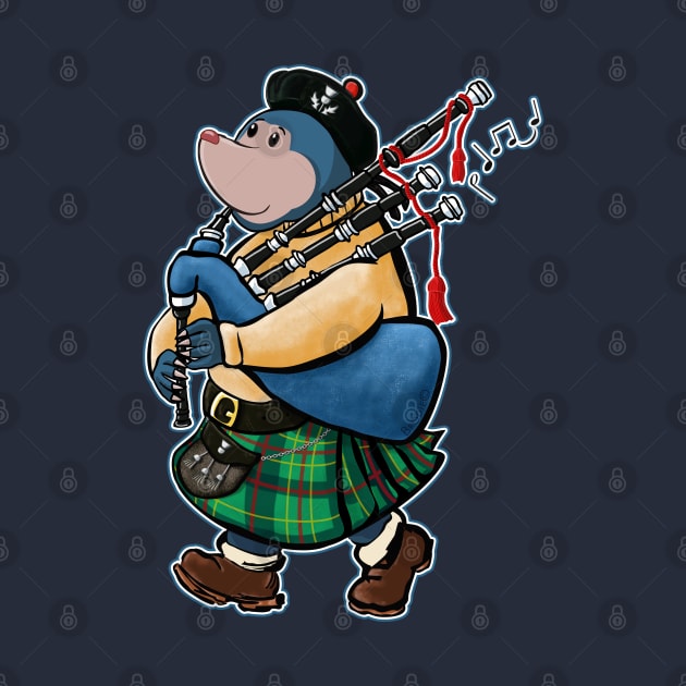 Scottish Mole Of Kintyre Marching With Bagpipes by brodyquixote