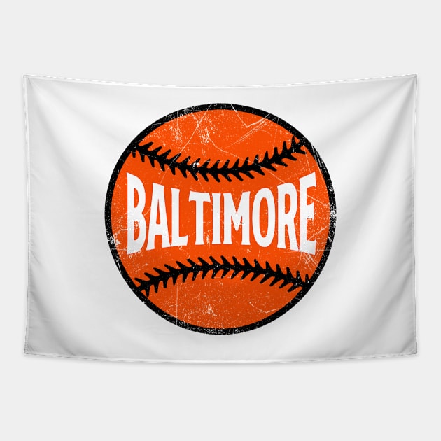 Baltimore Retro Baseball - White Tapestry by KFig21