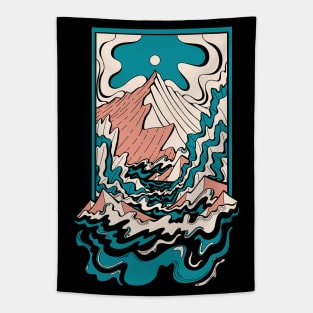 Waves to the mountains Tapestry