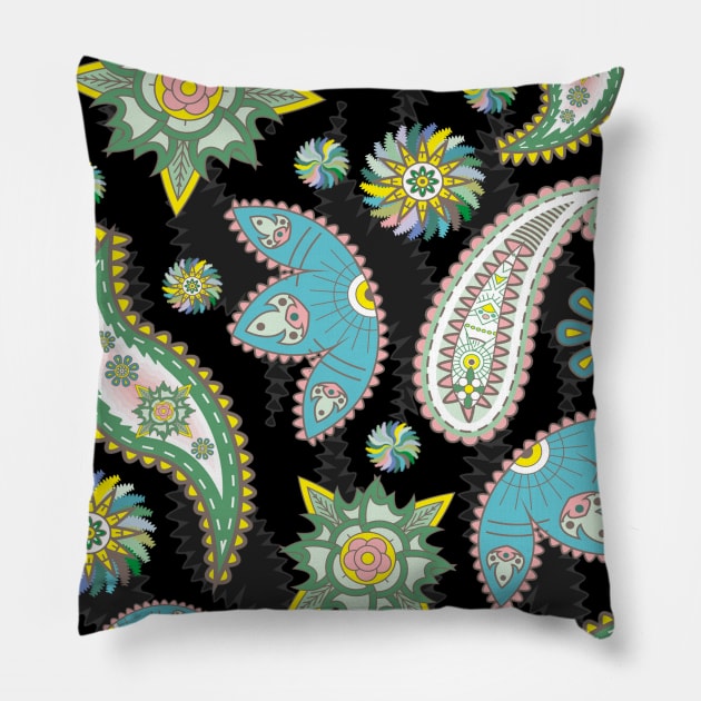 Colorful paisley Pillow by ilhnklv