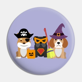 Three cute dogs Halloween design Pin