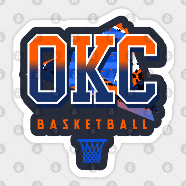 Oklahoma City Retro Basketball Okc Basketball Sticker Teepublic