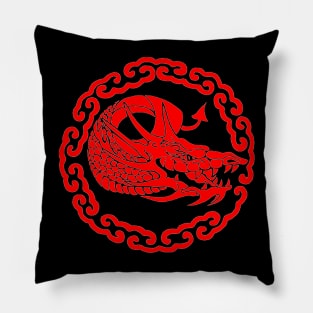 A Red Dragon In Clouds Pillow