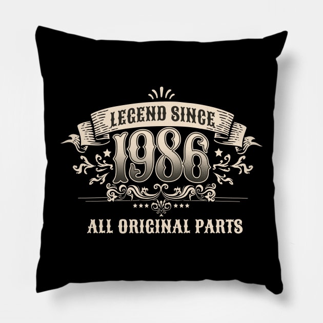 Retro Vintage Birthday Legend since 1986 All Original Parts Pillow by star trek fanart and more