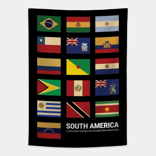 South America Country Flags Set Tapestry by KewaleeTee