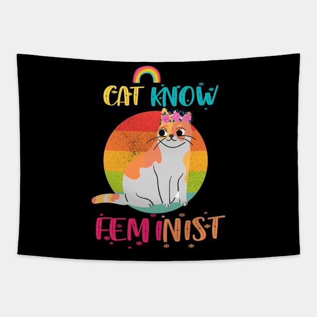 Cat Know Feminist Tapestry by 29 hour design