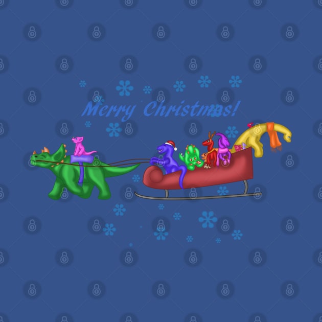 Dinosaur Sleigh Ride by SakuraDragon