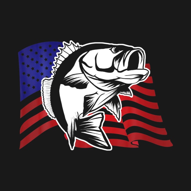 Bass Fishing American USA Flag For Fisherman by Danielss