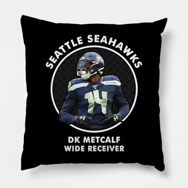 DK METCALF - WR - SEATTLE SEAHAWKS Pillow by Mudahan Muncul 2022