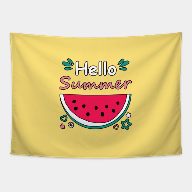 Hello Summer watermelon design Tapestry by WAADESIGN