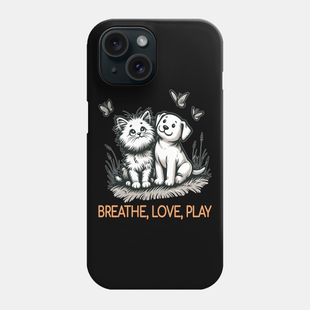 Breathe Love Play - Whiskers & Wags Phone Case by maknatess