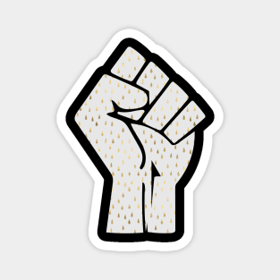 Black Lives Matter Fist White with Gold Drops Magnet