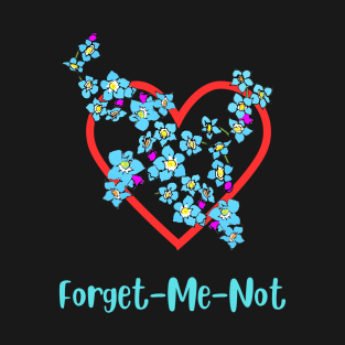 Forget-me-not flower heart romantic flower blossoming T-Shirt