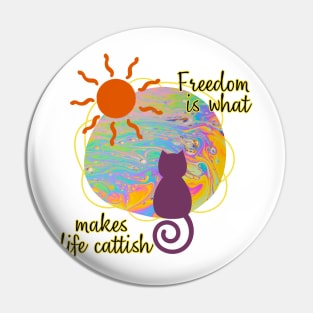 Purple cat gazes at psychedelic world Pin