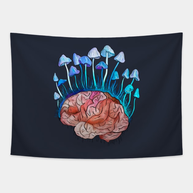 Mushrooms grow on the brain Tapestry by Andrenko